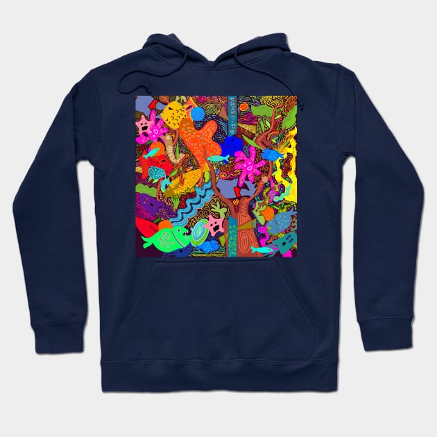 Colorful Fish pond interconnected puzzle design Hoodie by jen28